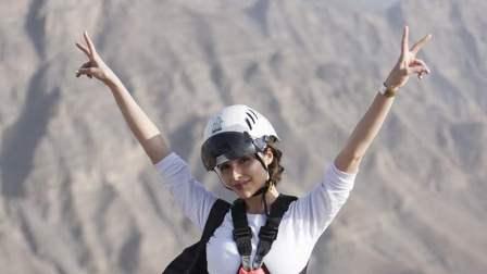 The record-breaking zipline stretches across a span of 2,832 metres above Jebel Jais.